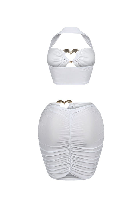 Lynn Heart Gold Trim Halter Top & Skirt SET